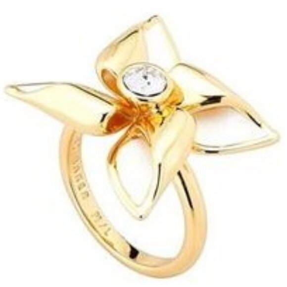 💕TED BAKER LONDON💕 Kinzaa Gold White Enamel Breeze Ring Medium/Large NWT - Picture 2 of 7